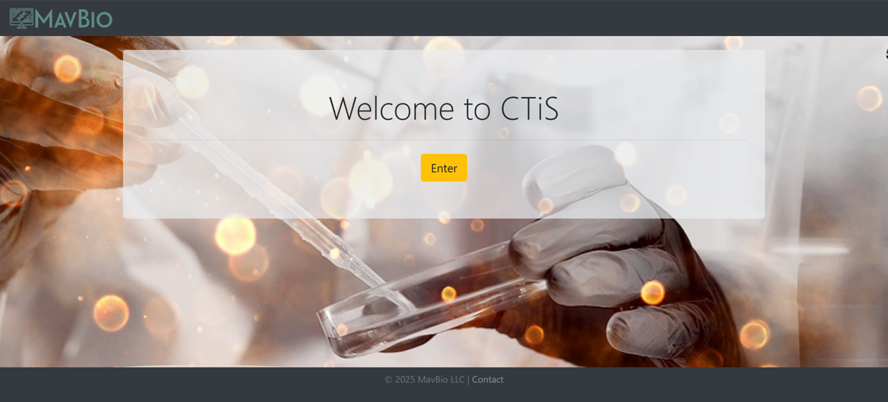 Landing page for informatics system